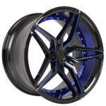 20″ STAGGERED AC WHEELS AC01 GLOSS BLACK WITH CANDY BLUE ACCENTS EXTREME CONCAVE RIMS