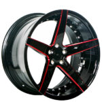 20″ AC WHEELS AC02 GLOSS BLACK WITH RED MILLED EXTREME CONCAVE RIMS
