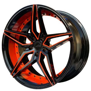 20″ AC WHEELS AC01 GLOSS BLACK WITH GO MANGO ORANGE ACCENTS EXTREME CONCAVE RIMS
