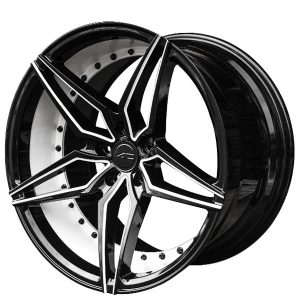20″ AC WHEELS AC01 GLOSS BLACK WITH WHITE ACCENTS EXTREME CONCAVE RIMS